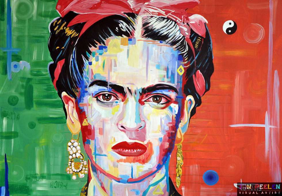 portrait of Frida Kahlo by Dutch painter Ton Peelen