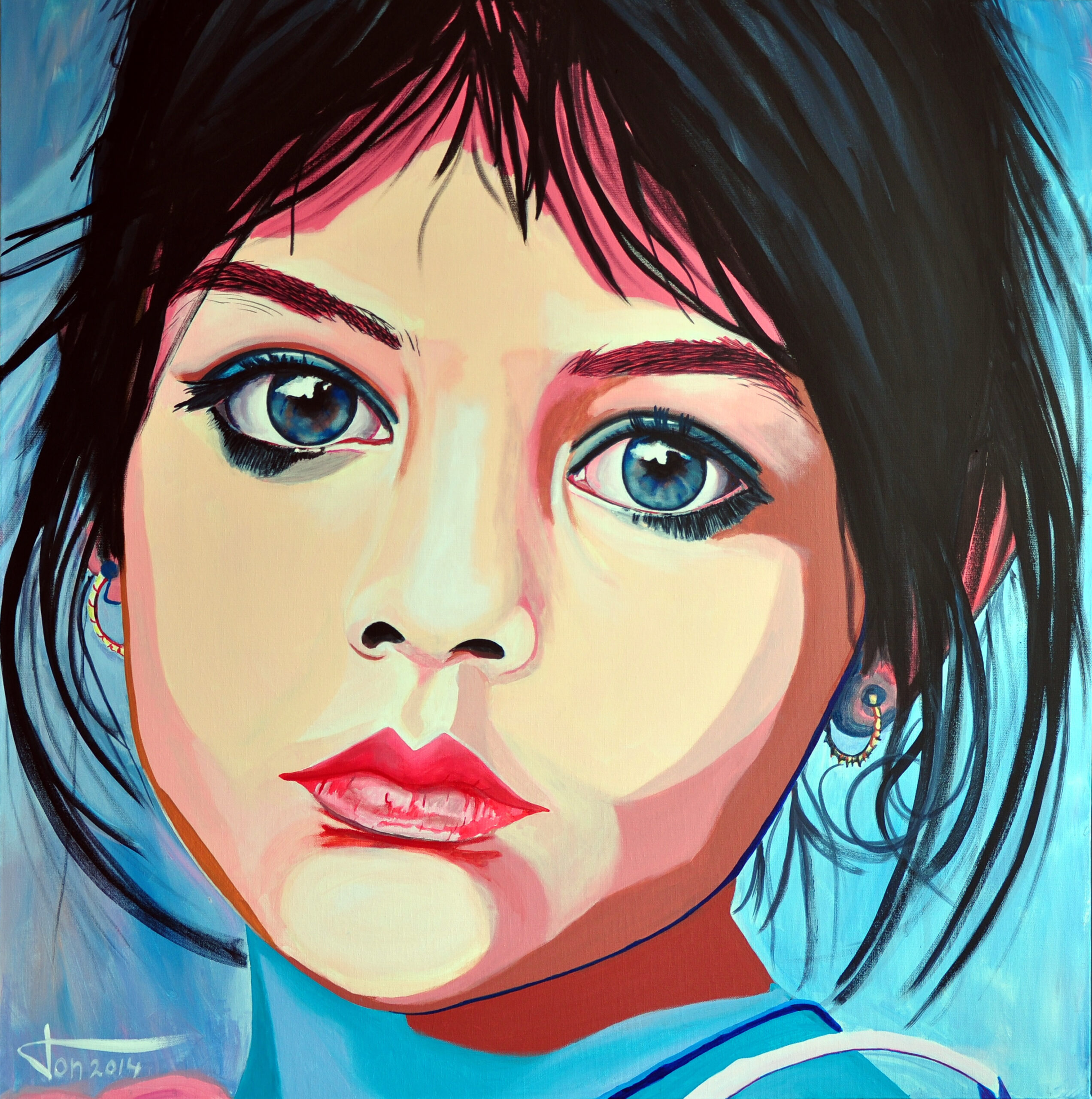 Painting "India Child" by Dutch artist Ton Peelen